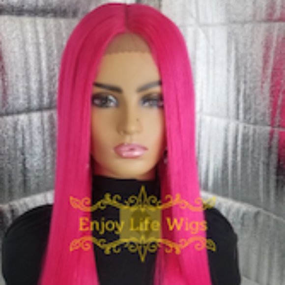 Celebrity fuchsia pink lace front human wig main image 6